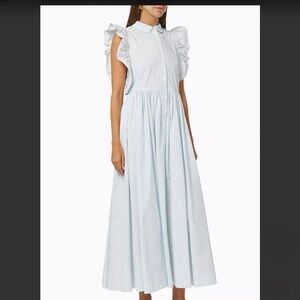 Joslin Willow Organic Cotton Maxi Poplin Anthropology White Midi Dress 8